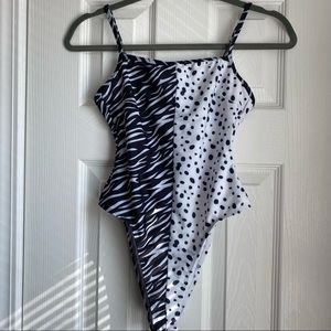 Nasty Gal Two Tone Animal Print Swimsuit